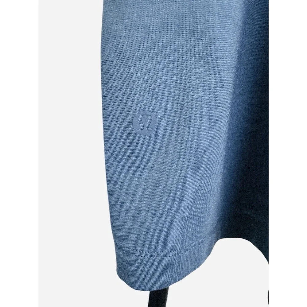 Lululemon Evolution Polo Shirt Blue Short Sleeve Slim Fit No-Stink Zinc Size L - Picture 5 of 7